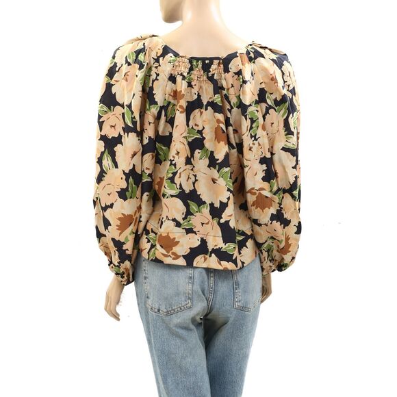 The Great The Magpie Blouse Top Floral Printed Smocked Balloon Sleeve L 279860 - Picture 8 of 9